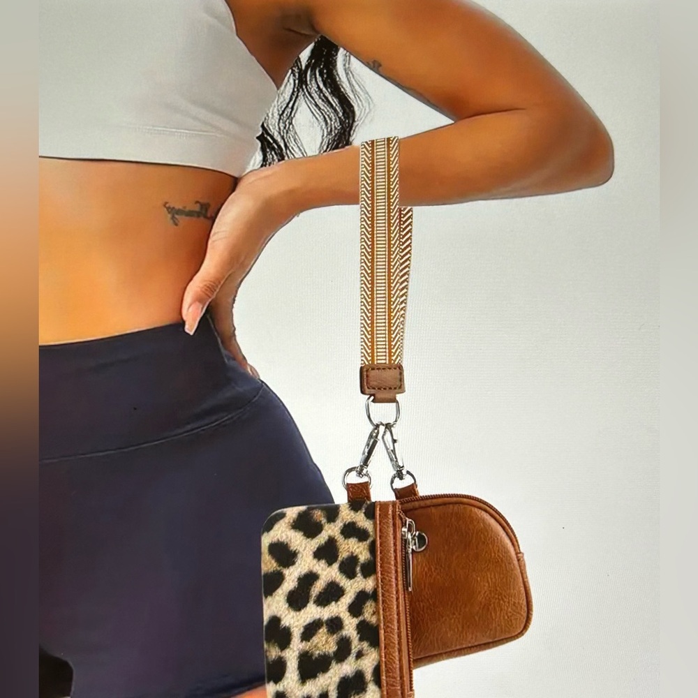 PU Brown Cow Leather | Dual Pouch Wristlet Wallet Set | 2-In-1 | 💵 💳